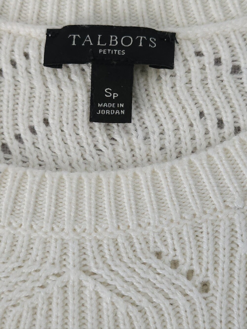 Talbots Petites Breton Stripe Sweater SP Navy Cream Gold Crown Button Pointelle - Picture 4 of 8